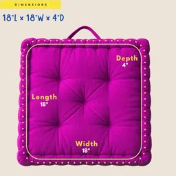 maatrikaa Cotton Floor Cushion Pack of 1 Solid Square-Tatami Cushion for Meditation, Reading, Sitting Room(18x18 Inch) image 3