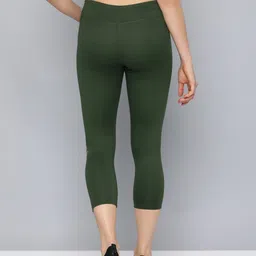 hrx by hrithik roshan Solid Women Dark Green Tights image 2