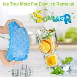 kamview 3 Pcs Flexible Silicone Honeycomb Shape 37 Cavity Ice Cube Tray Mould Blue, Green Silicone Ice Cube Tray image 4