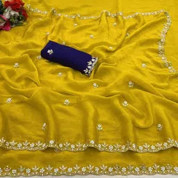 zari and ziba Embellished Bollywood Jimmy choo Saree image 1