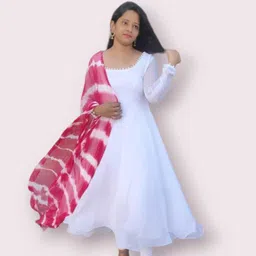 nirva enterprise Solid Georgette Stitched Anarkali Gown-picture-20