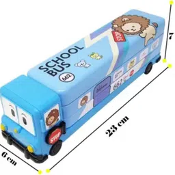 nanhe sharks School Bus geometry box cartoon Bus Box Art Plastic Pencil Box bus Art Plastic Pencil Box image 3