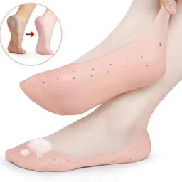 carehut Combo Of Silicone Anti Heel Crack and Smiling Foot Full Socks (2-2 Pair) Heel Support image 4