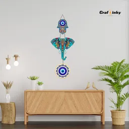 vkraft Elephant Shaped Evil Eye Wall Hanging – Engineered Wood Decorative Charm image 4