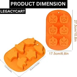 hussaini mart Silicone Fondant & Gum paste Mould Skytail Halloween Pumpkin Ghost Haunted House Silicone Mould for Making Chocolate Mousse Cake Pudding Jelly Ice Cube Tray Candy Cookies Dessert Baking Mold (Pack of 2) image 3