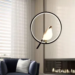 Areezo Modern Hanging Single Bird In Ring For Home Decor Black, LED (Pack Of 1) Ceiling Light Ceiling Lamp image 2