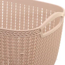 kuber industries Plastic Unbreakable Plastic Multipurpose Large Size Flexible Storage Baskets / Fruit Vegetable Bathroom Stationary Home Basket with Handles (Peach) -CTKTC37801 Storage Basket image 3