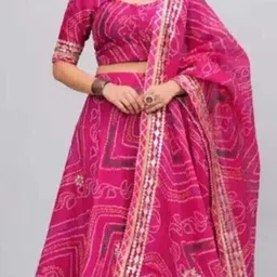 tanush Bandhani Semi Stitched Lehenga Choli image 2