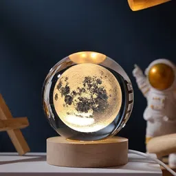 trust ware 3D Moon Crystal Ball LED Lamp Night Light Moon Planet Art Gifts Lamp | Night Lamp-picture-22