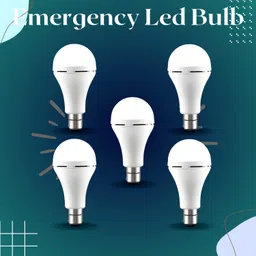 guggu Rechargeable Emergency Bulb Inverter Bulb, 3Hr Battery Backup_Pack of 5 P118 3 hrs Bulb Emergency Light image 1