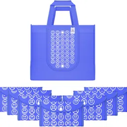 heart home Pack of 8 Smile Print Foldable Grocery/Shopping Bags For Women | Dark Blue-picture-25