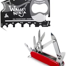 WErFIT 13 in 1 Stainless Steel Multi Functional Swiss Knife with 18 in 1 Wallet Ninja Survival Knife-image-47