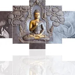 masstone Golden Buddha Religious 5 Panel MDF Painting Digital Reprint 17 inch x 30 inch Painting-picture-18