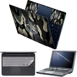 FineArts 4 in 1 Combo Pack with Laptop Skin Sticker Decal, Palmrest Skin, Screen Protector, Key Guard for 15.6 Inch Laptop - Camouflage Star Combo Set-picture-10