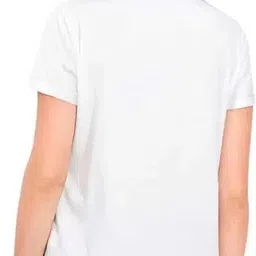 ojsr Women Printed Round Neck Polyester White T-Shirt image 2