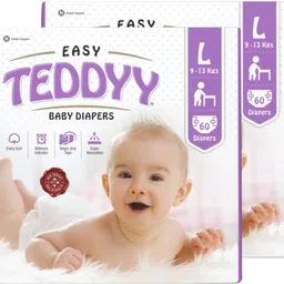 teddy easy Tape diaper - Large (60 pieces) - (Pack Of 2) L (120 Pieces) - L (120 Pieces) - L-picture-16