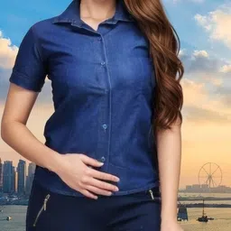 houseofcommon Women Regular Fit Solid Button Down Collar Casual Shirt image 2