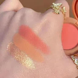 hsq 3 in 1 Highlighter Blush Contour Palette Ultra Glow Shimmer Long Lasting Makeup Highlighter image 2