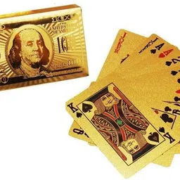 royalkart Playing Cards Gold 24 K Gold Cards Foil Plated Good Quality Waterproof USD Golden Cards 100 Dollar Poker Playing Cards Plastic Deck Playing Card (Set of 1)-picture-25
