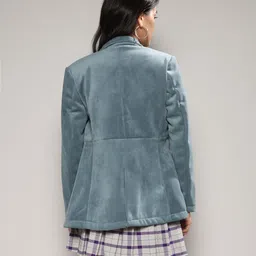 campus sutra Women Solid Single Breasted Casual Blazer image 2