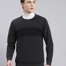 monte carlo Men Self Design Round Neck Black Sweater-picture-14