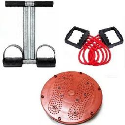 COMBO OF DOUBLE SPRING TUMMY TRIMMER WITH CHEST EXPANDER AND TWISTER Fitness Accessory Kit Kit-image-2