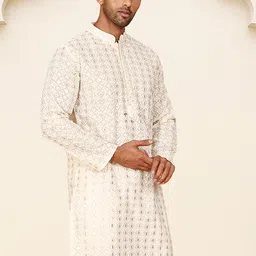 jompers Men Embroidered Cotton Blend Straight Kurta image 4