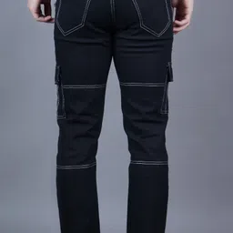 white leapard Men Tapered Fit Mid Rise Black Jeans image 2