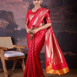 house of pataudi Woven Banarasi Silk Blend Saree image 5