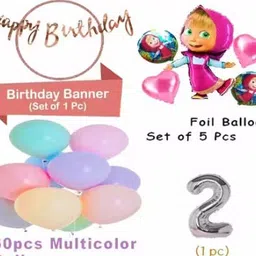 party breeze Masha Bear Theme DIY Kit Combo for 2nd Happy Birthday Party Decoration image 2