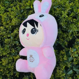fun zoo Cute Boy with Bunny Cap & embroidery eyes Super Soft & Cute Plush Stuffed Toy- 25 cm image 3
