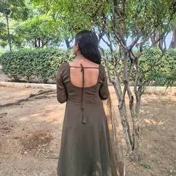 krini Women Solid Georgette Anarkali Kurta With Attached Dupatta image 2