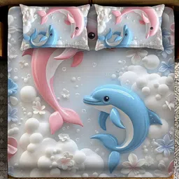 sitting style Cotton King Flat 400 TC 3D Printed Bedsheet image 2