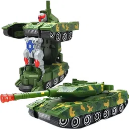 kidoyz Combat Tank Transforming Robot Toy Automatic Light & Music Action Tank for Kids image 1