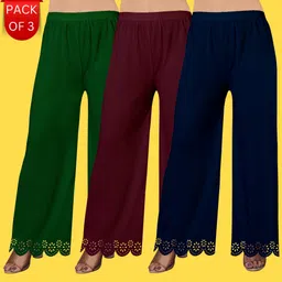 kiran impex Pack of 3 Women Straight Fit Multicolor Lycra Blend Trousers image 1