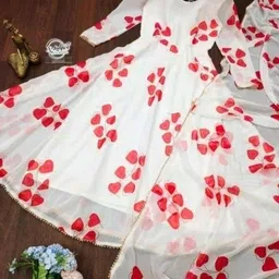 aarna fashion Printed Georgette Stitched Flared/A-line Gown image 4