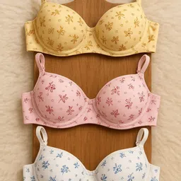 15 plus Pack of 3 Women T-Shirt Lightly Padded Bra-picture-25