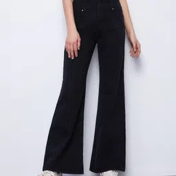 Women Boot-Leg High Rise Black Jeans-image-4