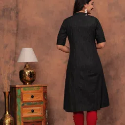 dizon Women Embroidered Pure Cotton A-line Kurta image 2