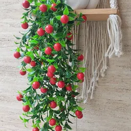 nimkar's Artificial Cherry Hanging Bunch/Plant with White Pot/Hanging Bunch Decoration Bonsai Artificial Plant with Pot-picture-23