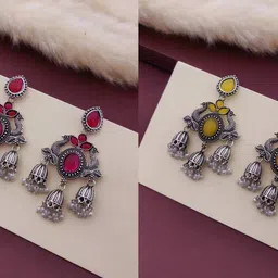 bhanu diam Bestseller Combo Of Earrings Silver Earring Set-picture-23