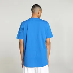 puma Men Solid Crew Neck Pure Cotton Blue T-Shirt image 4