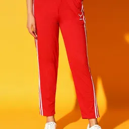 clothina Women Solid Red Track Pants image 1