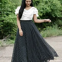 dishitha Digital Print Semi Stitched Lehenga & Crop Top image 1