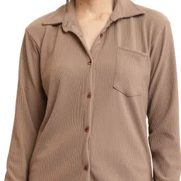 babaji fashion Women Regular Fit Self Design Spread Collar Casual Shirt-picture-26