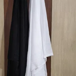 roundx Lycra Blend Self Design Black, Brown, White Women Dupatta image 4