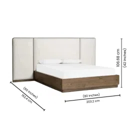 casagold Riverdale Winged Upholstered Queen Sized Bed | With Hydraulic Storage image 2