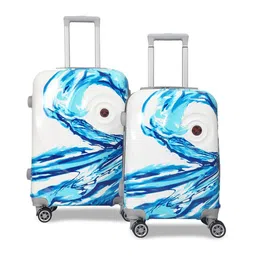 Polo Class Set Of 2 Blue Printed Hard-Sided Medium Trolley Suitcase-picture-34