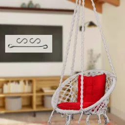 swingzy Round L shape Fabric Swing in White & Red Colour image 1