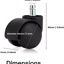 shreyansh Office Chair Nylon Black Caster (Wheels)– Universal Fit, Smooth Roll, Heavy-Duty Swivel Furniture Caster image 2